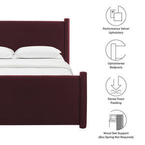 Rael Performance Velvet Queen Platform Bed by Modway