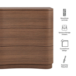 Mirae 3-Drawer Curved Compact Dresser by Modway