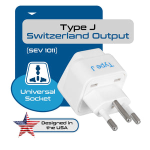 Switzerland Travel Adapter - Type J - 3 Pack (GP-11A) - TRAPSKI