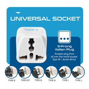 Italy Travel Adapter - Type L - 3 Pack (GP-12A) - TRAPSKI
