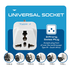 Switzerland Travel Adapter - Type J - 3 Pack (GP-11A) - TRAPSKI