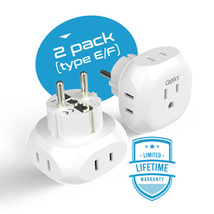 European Schuko Travel Plug Adapter - 4 in 1 - Ultra Compact - Light Weight (PT-9) - TRAPSKI