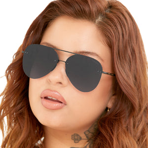 Smaller Megan 2 Jet Black- Tangle Free Aviator Sunglasses - TRAPSKI