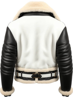 Men’s Aviator B3 Bomber Leather Jacket – Black &amp; White