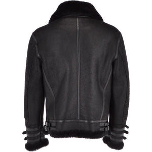 Men’s Black Aviator Flying Bomber Shearling Leather Jacket