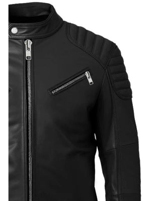 Men Black Biker Leather Jacket