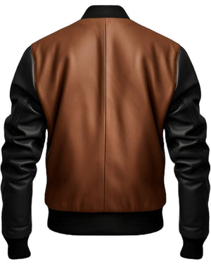 Men Black Bomber Leather Jacket - Leather Bomber Jacket