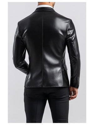 Men’s Black Premium Leather Blazer