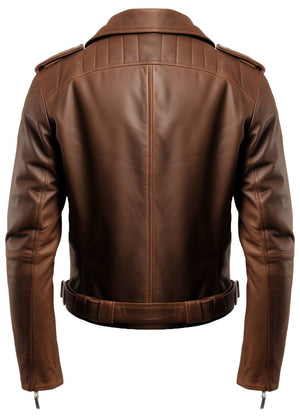 Men’s Brown Biker Leather Jacket – Brown Moto Jacket