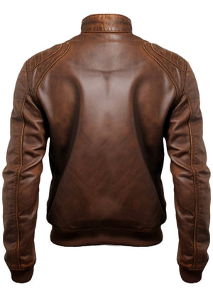 Men Brown Leather Bomber Jacket – Jordan Brown Leather Jacket