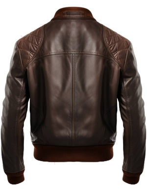 Men’s Brown Leather Bomber Jacket