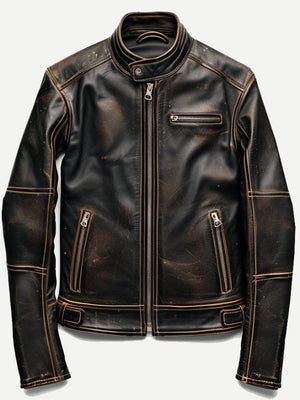 Men’s Brown Rub-Off Leather Jacket for Men