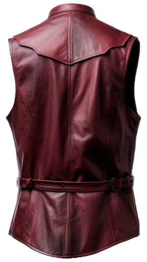 Men's Burgundy Leather Vest