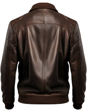 Men Dark Brown Leather Bomber Jacket – Brown Bomber Leather Jacket