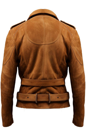 Men’s Double Belted Suede Leather Jacket