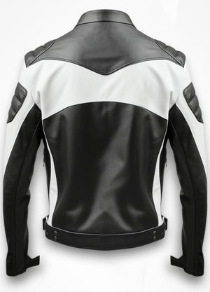 Men’s Faux Leather Jacket - White and Black Jacket