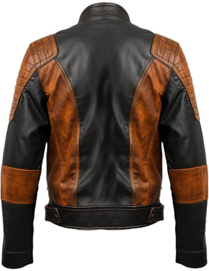 Men’s Orange and Black Waxed Leather Jacket