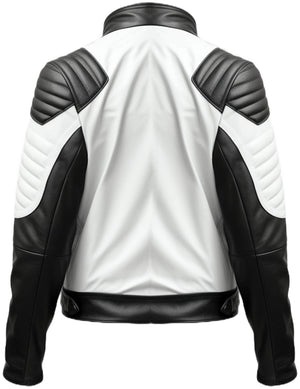 Men’s White and Black Leather Jacket – Biker Style