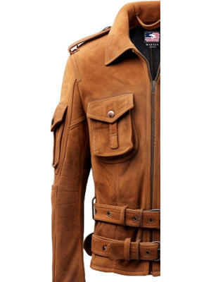 Men’s Military Style Suede Leather Jacket