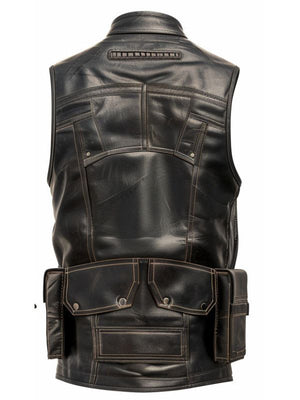 Men’s Rub Off Military Leather Vest