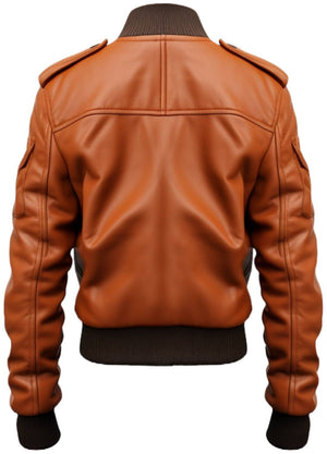 Men’s Strap Pocket Bomber Leather Jacket