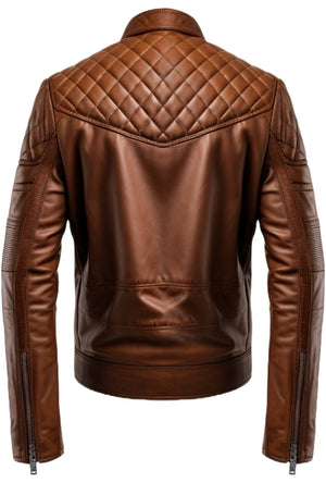 Men’s Brown Racer Cafe Moto Leather Jacket – Biker Jacket Men