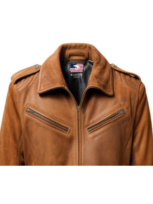 Men’s Suede Leather Jacket – Camel Brown