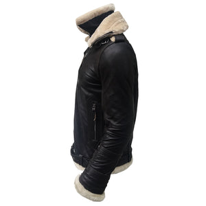 Men’s Aviator B3 Bomber Double Collar Faux Shearling Brown Jacket