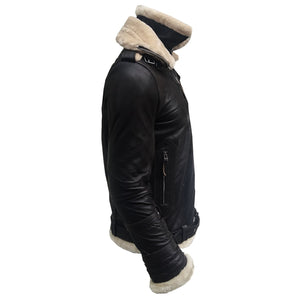 Men’s Aviator B3 Bomber Double Collar Faux Shearling Brown Jacket