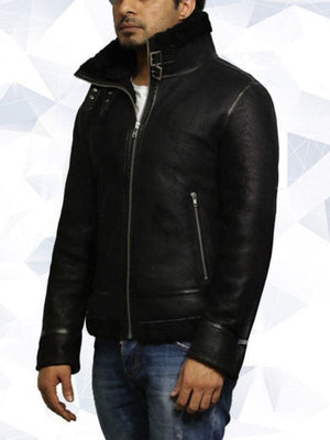 Men’s Aviator Black B3 World War II Real Shearling Sheepskin Flying Jacket
