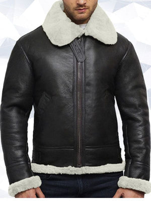 Men’s Aviator Real Shearling Sheepskin Leather Flying Jacket
