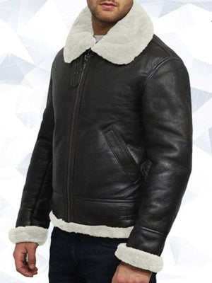 Men’s Aviator Real Shearling Sheepskin Leather Flying Jacket