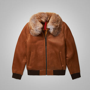 Men’s B3 Brown Flying Aviator Shearling Bomber Jacket