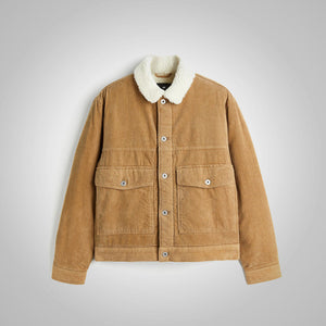 Men’s Khaki Corduroy Shearling Jacket