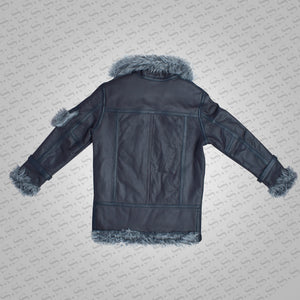 Men’s Black Shearling Jacket Coat in Flight Aviation Style – Cold Inferno