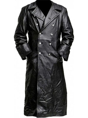 Men Leather Trench Coat