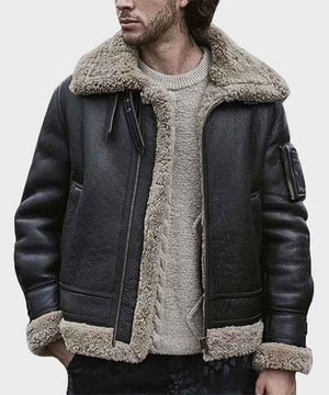 Men’s Black Sheepskin Shearling Jacket