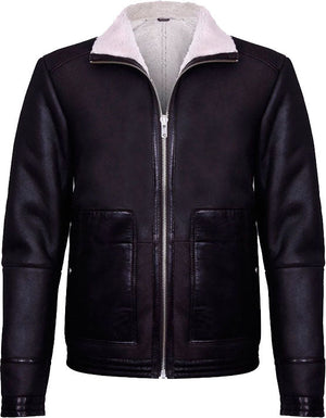 Men’s Brown Soft Aviator Leather Jacket With Fur