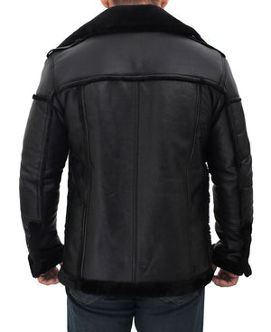 Men’s Black Shearling Winter Leather Jacket
