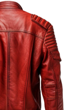 Men’s Red Waxed Leather Jacket