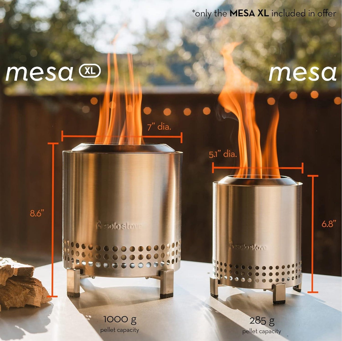 Solo Stove Mesa XL Tabletop Fire Pit with Stand | Low Smoke Outdoor Mini Fire for Urban & Suburbs | Fueled by Pellets or Wood, Stainless Steel, with Travel Bag, Various Colors - TRAPSKI, LLC