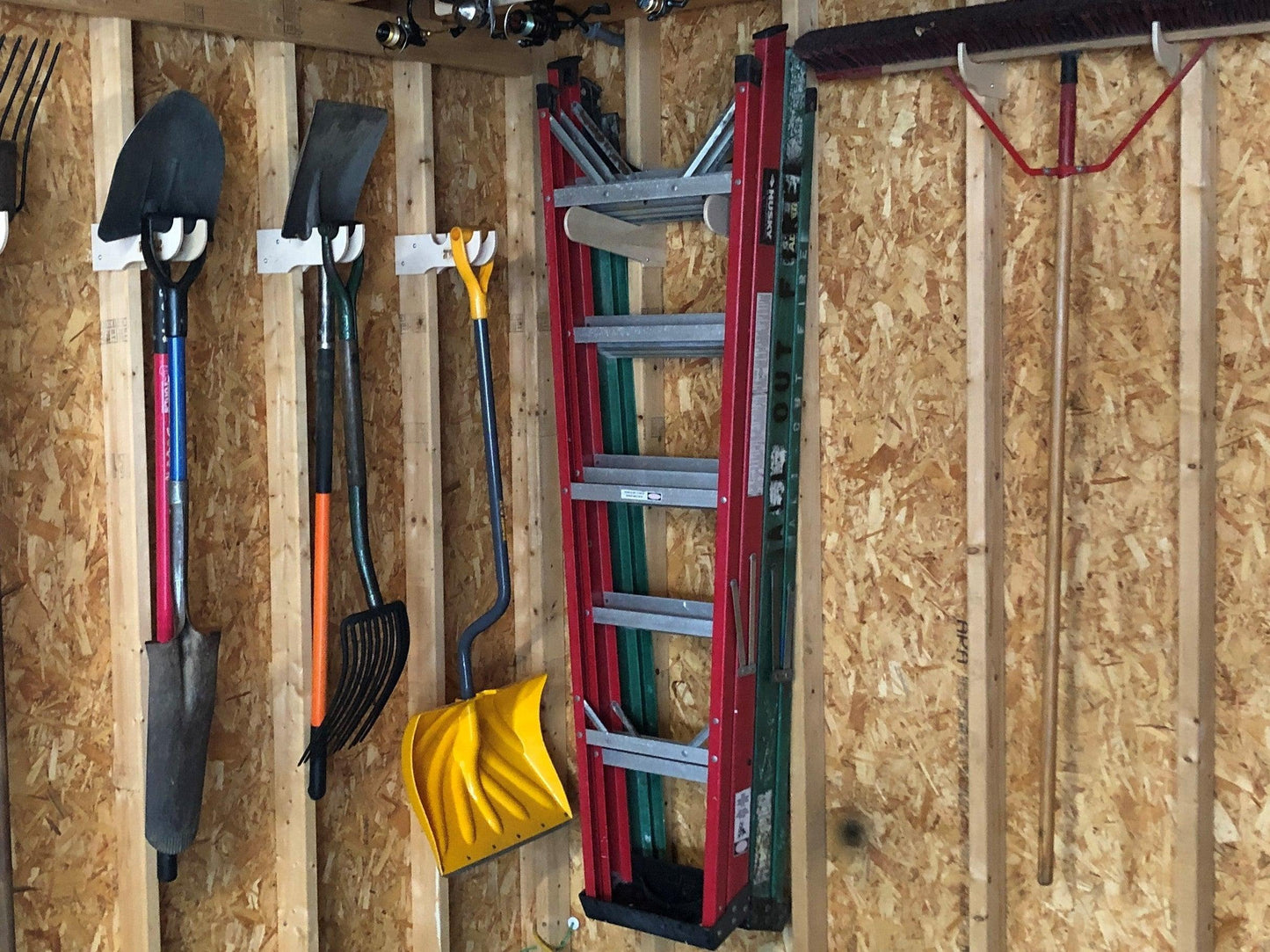 Step Ladder Organizer, Shed Storage System, Yard Tool Organizer, Garden tool rack, Shed Tool Rack - TRAPSKI, LLC