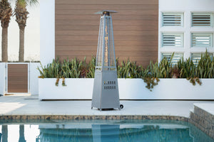 Modern Pyramid Flame Patio Heater, Platinum