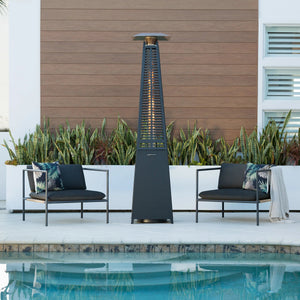 Modern Pyramid Flame Patio Heater, Matte Black