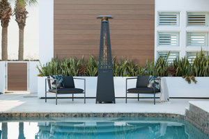 Modern Pyramid Flame Patio Heater, Matte Black