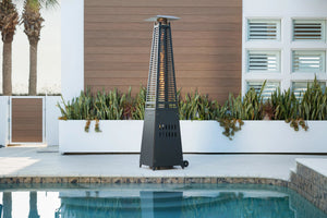 Modern Pyramid Flame Patio Heater, Matte Black