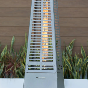 Modern Pyramid Flame Patio Heater, Platinum