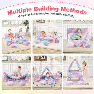 Modular Kids Play Couch Set Glow in the Dark with Portable Handles