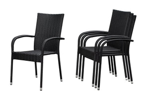 Morgan Outdoor Wicker Stacking Chairs - Black - Set of 4