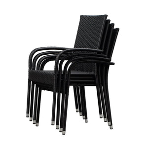 Morgan Outdoor Wicker Stacking Chairs - Black - Set of 4